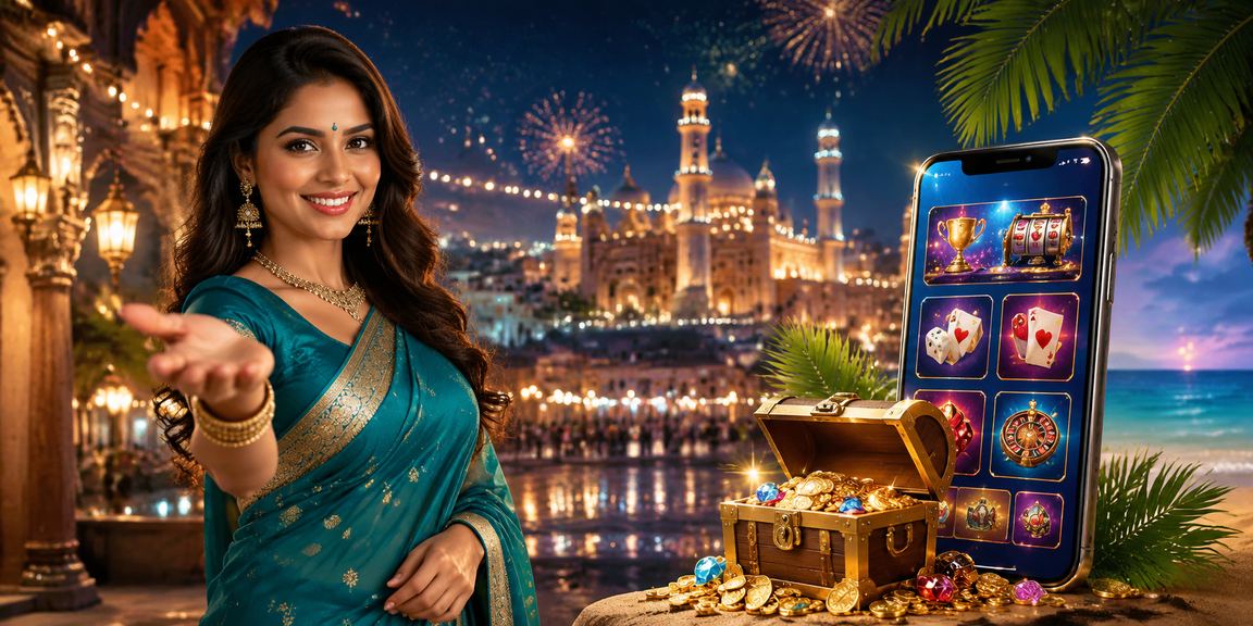 Young Indian woman enjoying cricket betting on mobile device